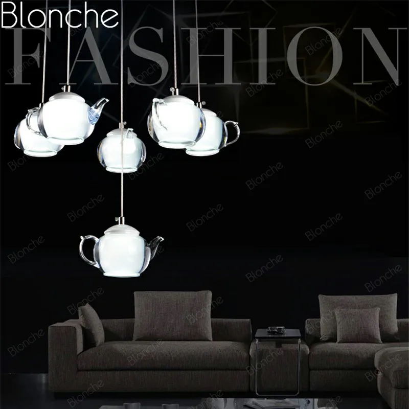 

Modern Teapot Pendant Lamp Led Acrylic Hanging Lights for Restaurant Living Room Kitchen Home Decor Creative Art Loft Lighting