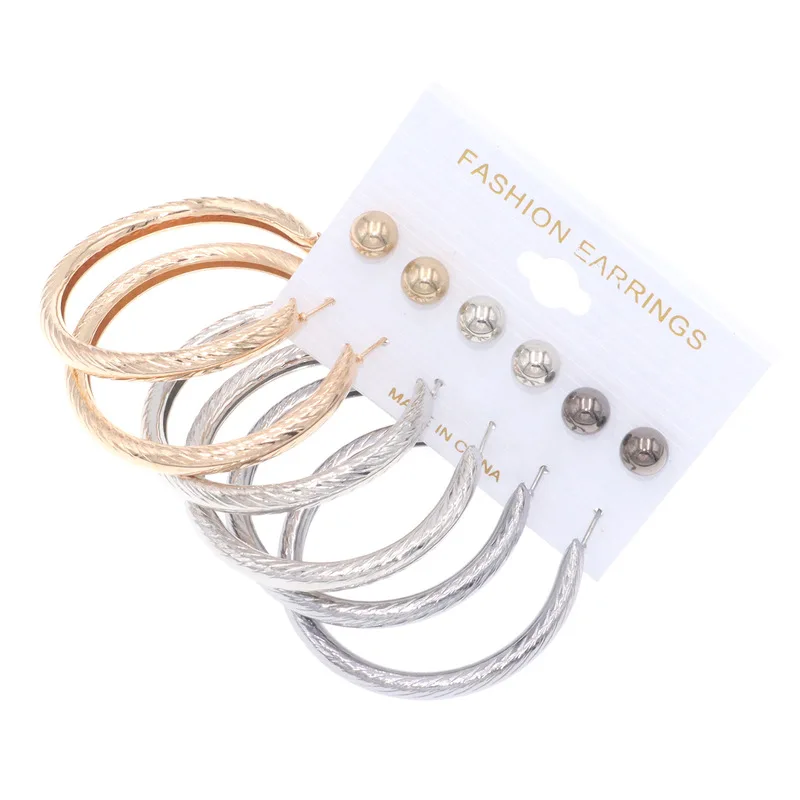 Золотые и серебряные серьги 6 шт. в упаковке 2 для одной карты Комбинированные