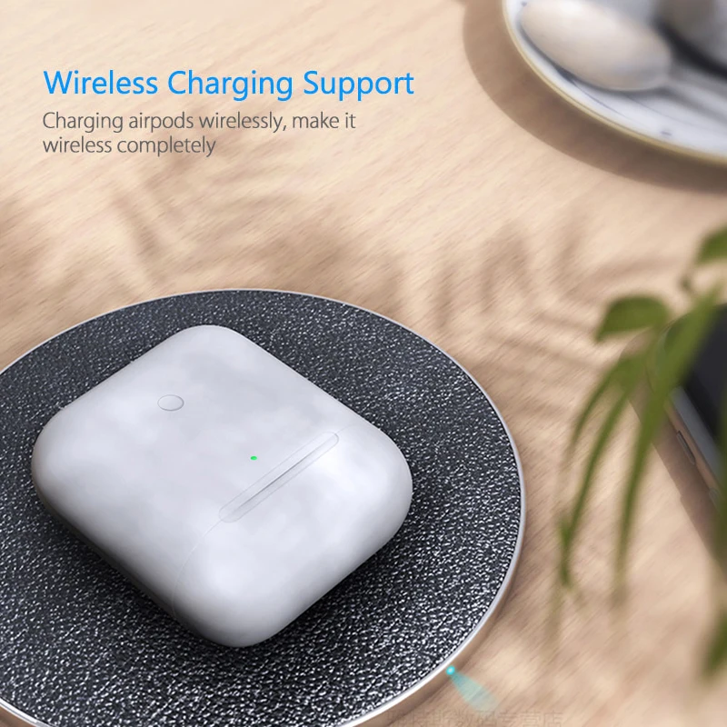 Qi беспроводной зарядный чехол, сменный для Airpods 450 мАч, Bluetooth зарядка с сопряжением, всплывающее окно для Airpods Pod Pods 1 2