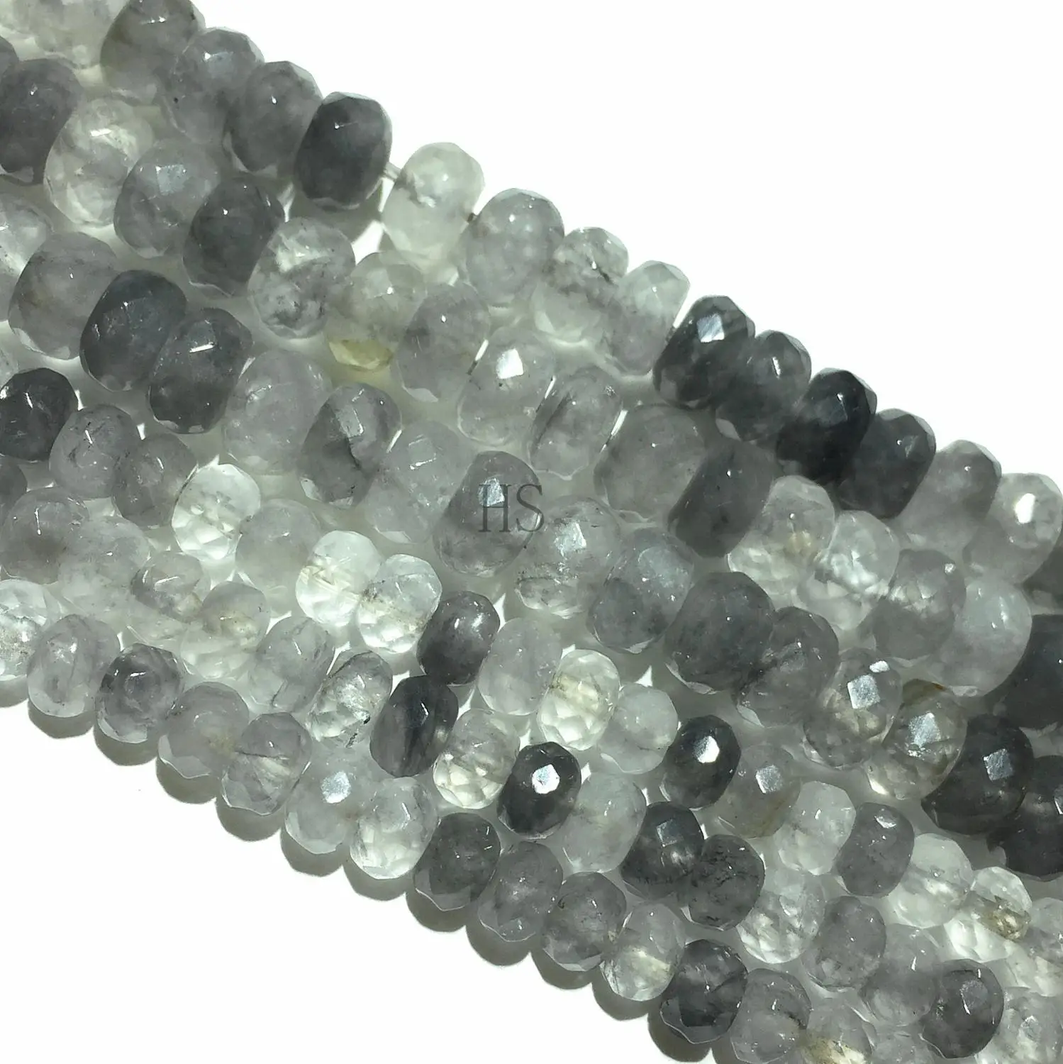 Натуральный камень пасмурный кварц Рондель граненый круглый свободный бисер