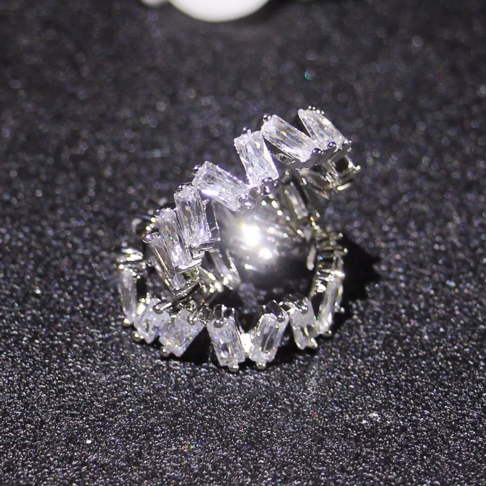 Горячие Стиль 925 серебро белыми камнями CZ циркон Обручение ювелирные изделия