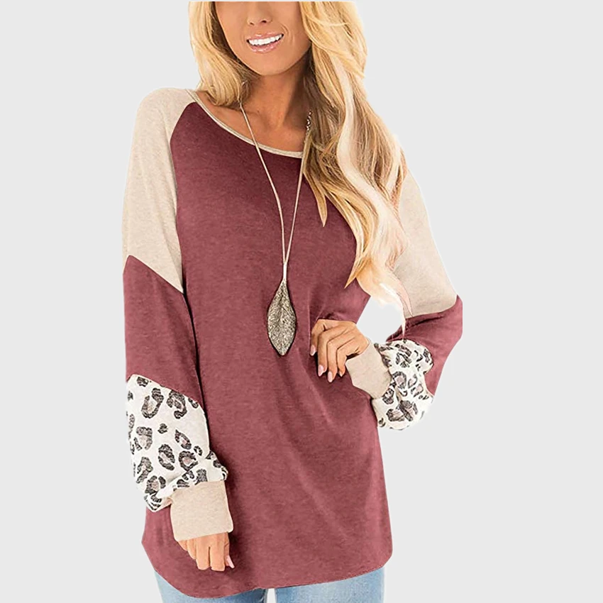 Patchwork Women Sweatshirt Hoodies Spring Long Sleeve Top T-Shirts Tee Casual Pullovers Sweatshirt Female O-Neck 2022 Lady Loose