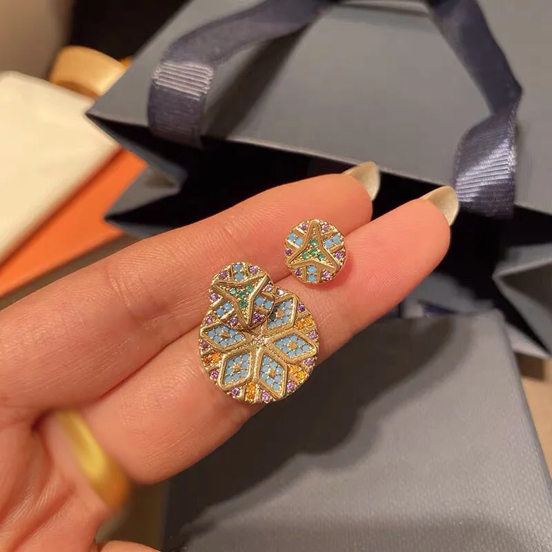 Модные серьги UMGODLY роскошные из чистого желтого золота асимметричные Круглые