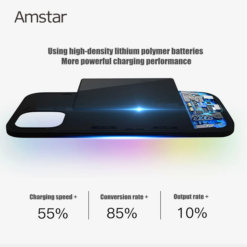 Чехол Amstar для внешнего зарядного устройства iPhone 12 Pro ударопрочный чехол из ТПУ