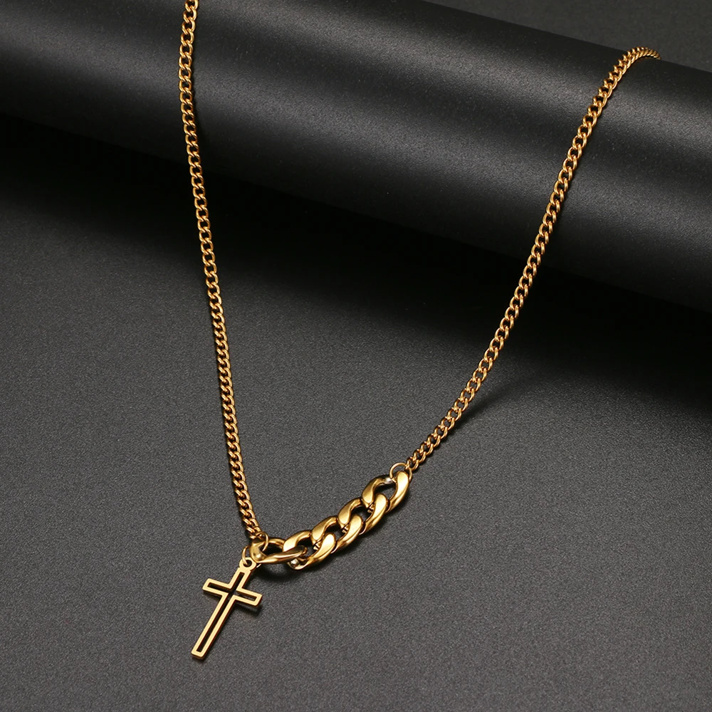 Крест из нержавеющей стали Панк готическом стиле гранж Стиль ожерелье для мужчин