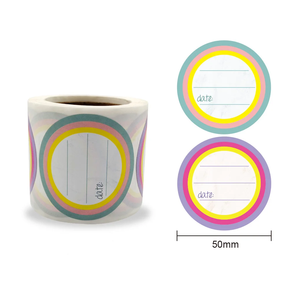 

200pcs/roll 5cm Sticker Jars Stickers Removable Waterproof Colorful Sticker Label