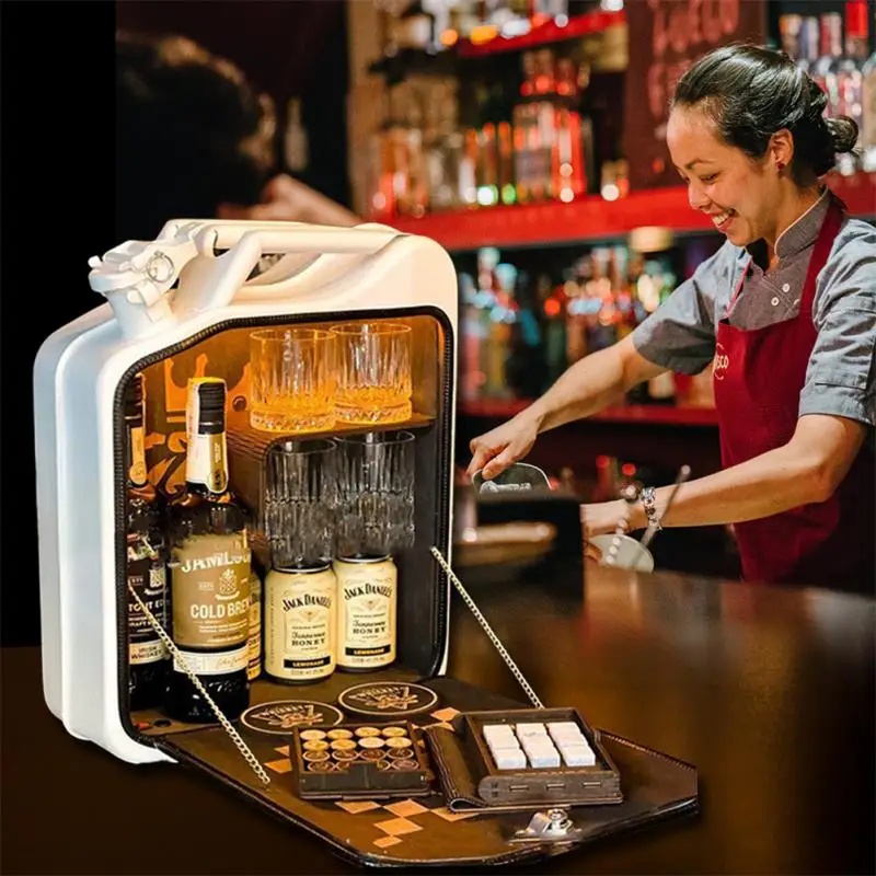 

My Cave My Rules Jerry Can Bar Mini Gasoline Barrel Wine Cabinet Rack Drink Barrel Organizer Box Shelf Funny Gift Mini Bar 2022