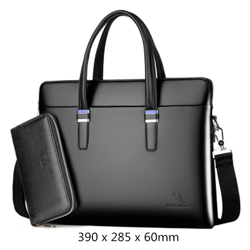 

New Black Brown Leather Laptop Bag Portable Shoulder Bag Multiple Compartment Handbag Men's Business Briefcase Messenger Bag