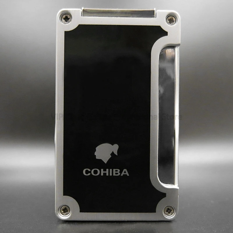 COHIBA Классический Дизайн Металл 1 фонарь струя пламени сигарета зажигалка с перфорацией инструмент для курения на открытом воздухе