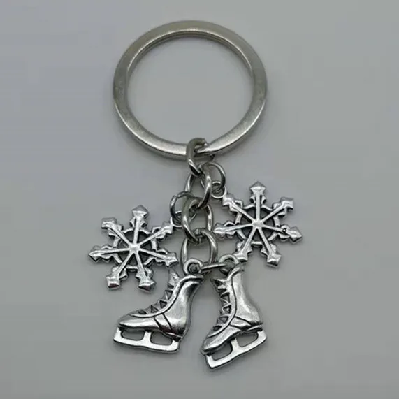 Новинка модный брелок для ключей в виде коньков снежинок кольцо ролика ювелирное
