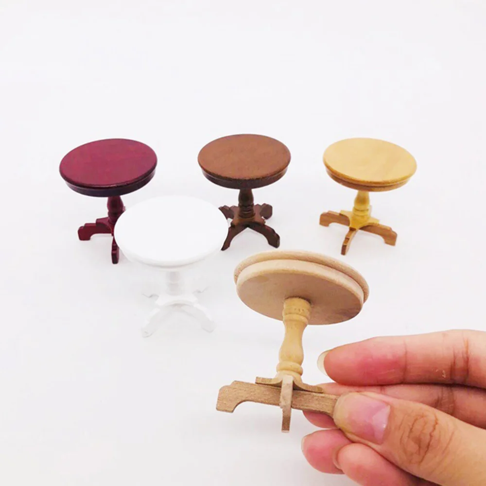 

1Pc Lovely Mini House Furniture Decorative Mini Round Desk Miniature Adornment