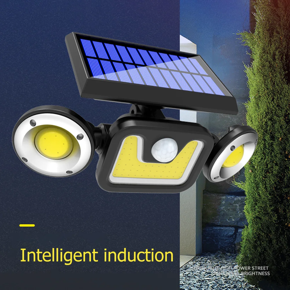 

Светодиодный Поворотный Настенный светильник на солнечной батарее, водонепроницаемый светильник с 3 головками и датчиком движения, для ули...