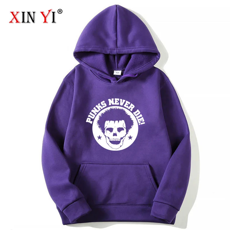 

XIN YI Fashion Brand Men's Hoodies Funny Skull printing Blended cotton Spring Autumn Male hip hop Sweatshirts tops hoodies men