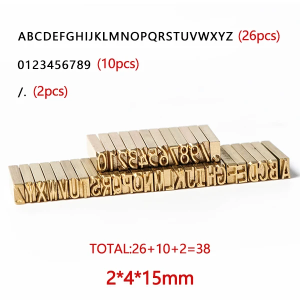 ZONESUN A-Z 0-9 символ письмо номер горячее письмо для кода ленты Дата печатная машина - Цвет: 2x4x15 mm 38PC