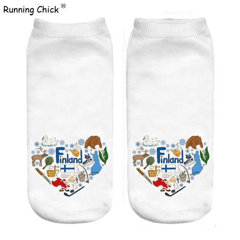 Бегущие цыпленок Финляндия Любовь 3d печать Смешные Носки для беременных оптовая