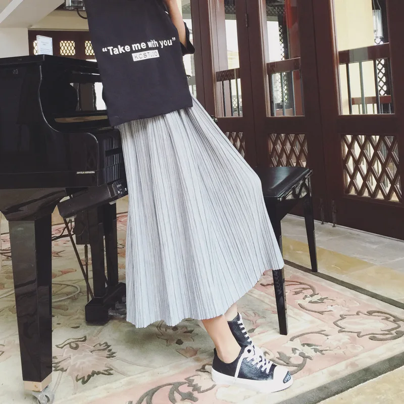 Юбка женская плиссированная макси элегантная однотонная длинная школьная в