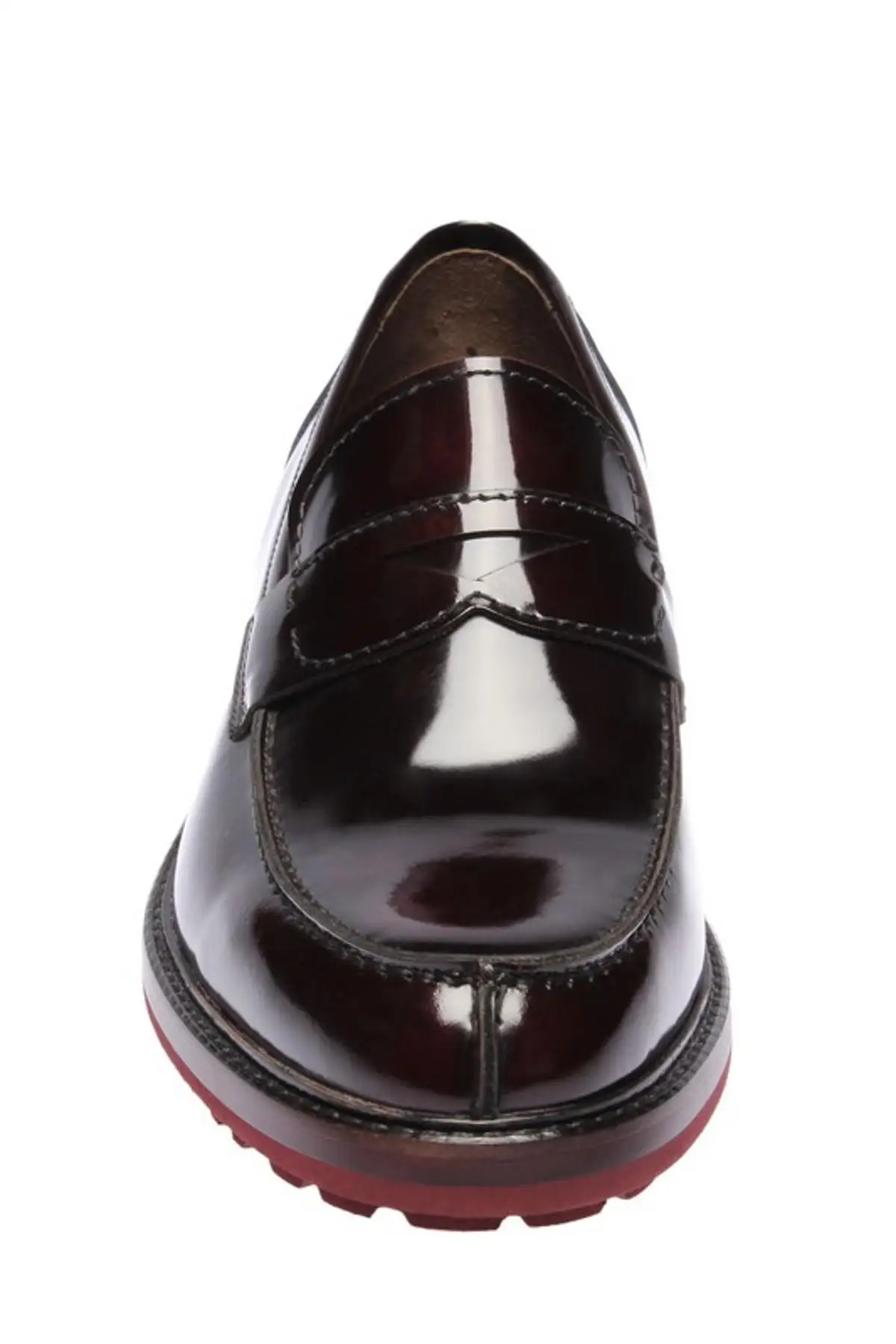 Мужские темно-бордовые лоферы из натуральной кожи с жемчугом 120130000384 | Обувь