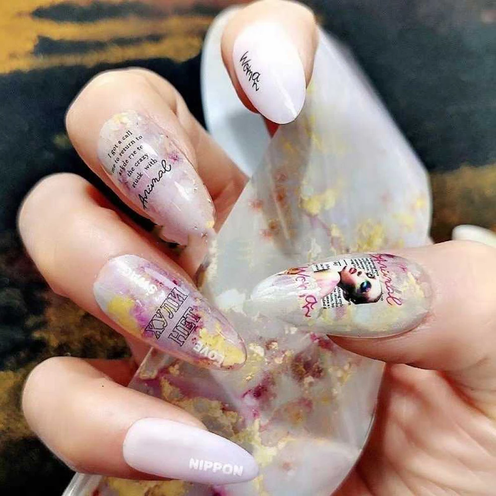 

1Box Nail Stickers Set Holographic Adhesive Wraps Transfer Foils Starry Sky Marble 4*100cm/Roll Nail Art Decals Gel Slider NZ05