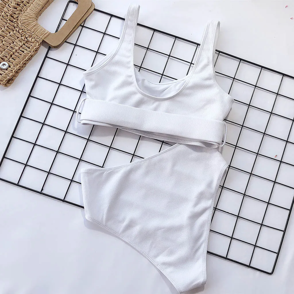 Женский купальник новинка сексуальный с пряжкой подкладкой бикини высокая талия