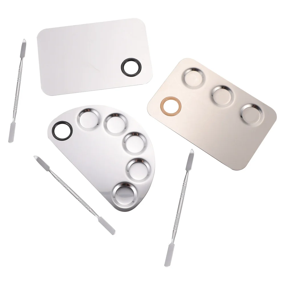

3 Sets Nail Art Color Palettes Nail Makeup Palettes Nail Makeup Tools Silver