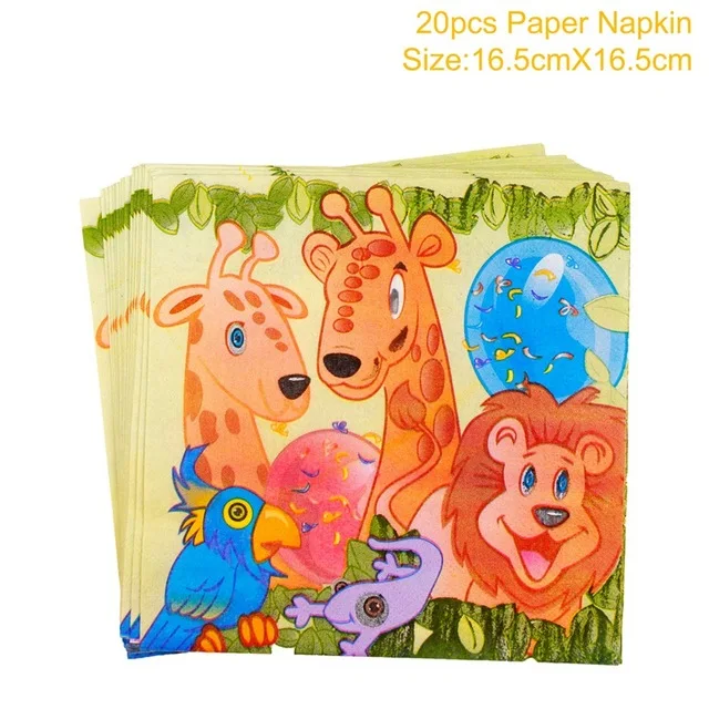 paper napkin 10 шт. воздушные шары из алюминиевой фольги с мультяшными животными для вечеринки в стиле сафари, украшение для дня рождения, милый воздушный шар, повязка на голову - Цвет: paper napkin