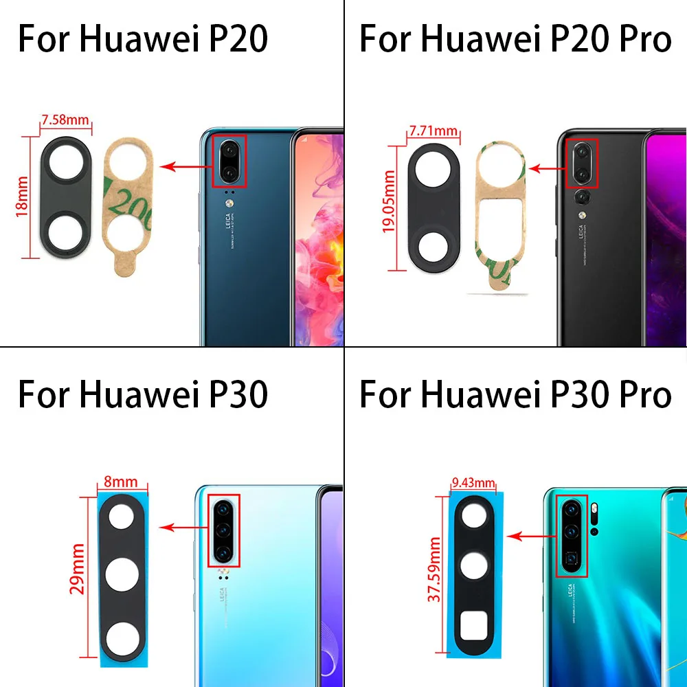 Стекло для объектива задней камеры Huawei P20 P30 P40 Lite Pro Lite5G E 2 шт.|Корпусы и рамки