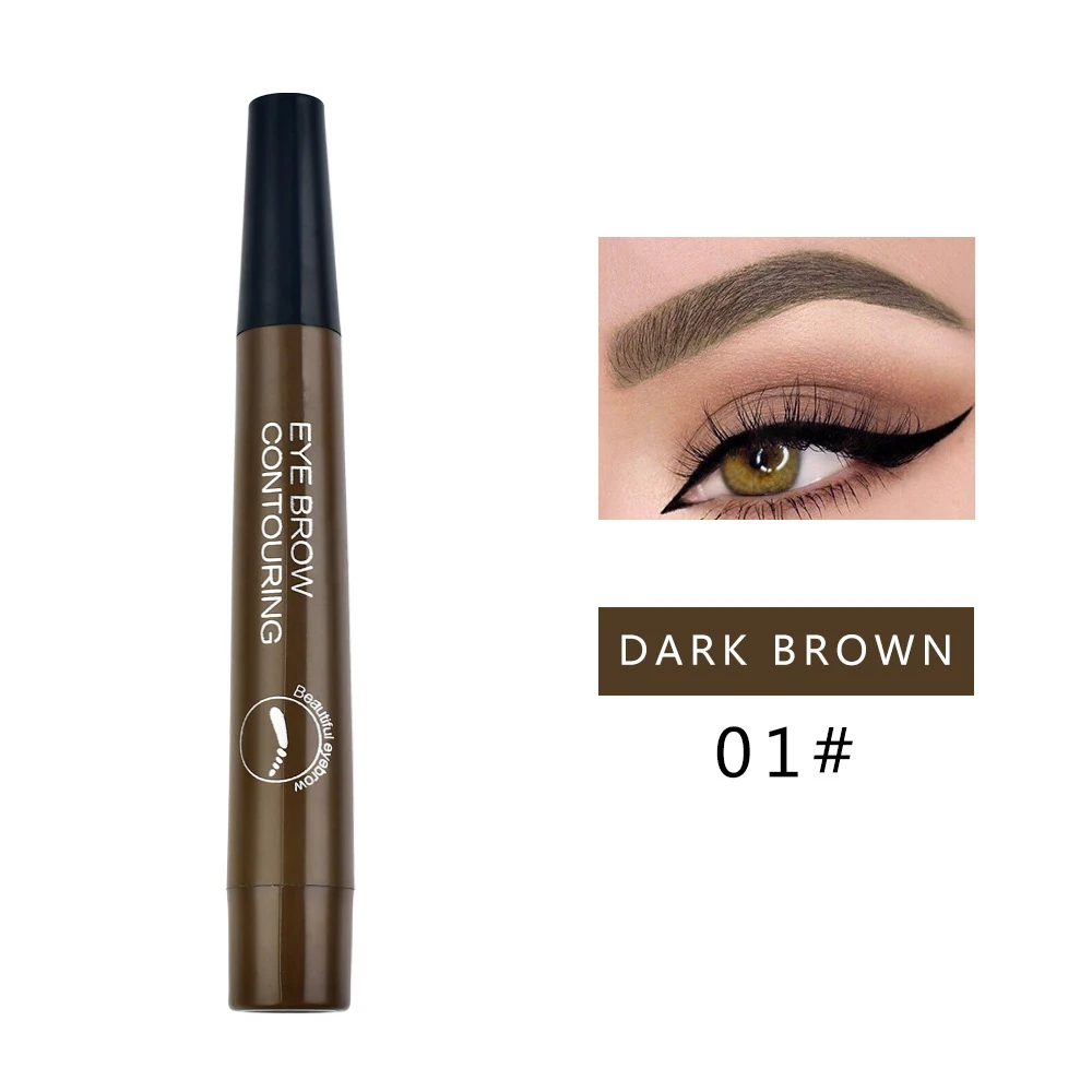 Dark Brown 4 вилки бровей ручка микроблейдинг водонепроницаемый прочный усилитель коричневый цвет татуировки ручка макияж косметика - Цвет: Dark Brown