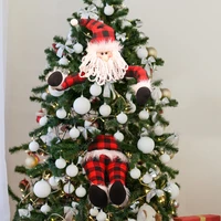 new santa claus hug the tree doll cute snowman christmas tree ornament for home room festive atmosphere xmas decor new year 2021