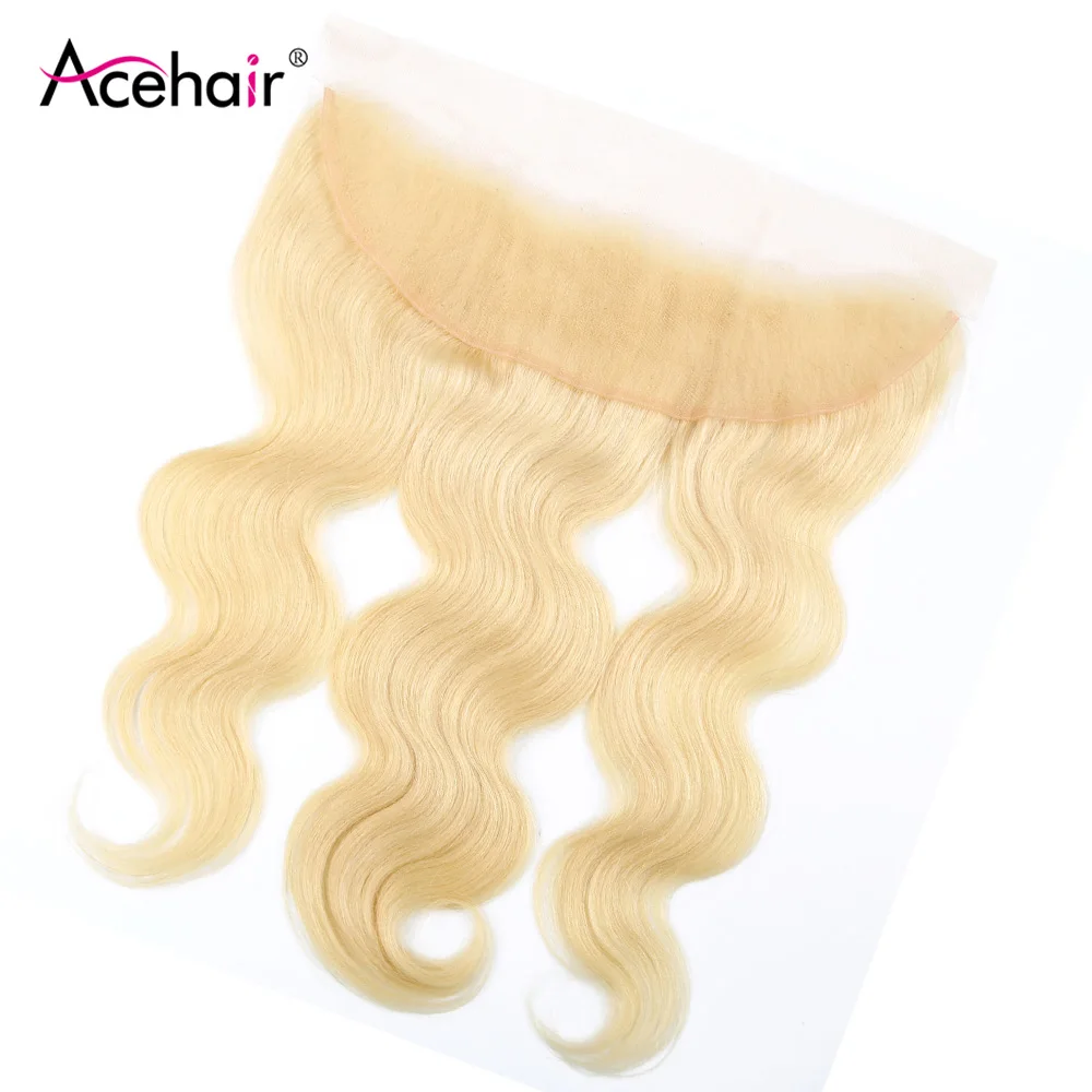 Ace Hair 13X4, фронтальная кружевная застежка, бразильские волнистые человеческие волосы, фронтальная часть, 613 цветов, волосы remy, Фронтальная застежка для уха и уха
