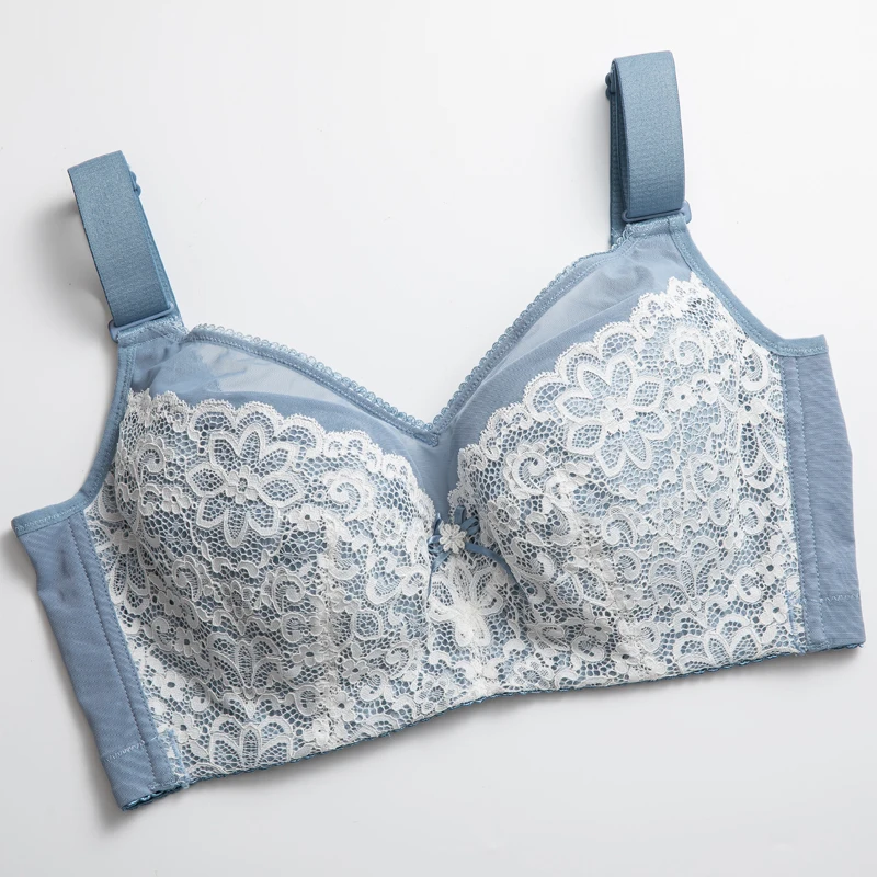 Women's Floral Lace No Padding Full Cup Support Underwire Bra 34 36 38 40 42 44 46 B C D E F G H I J