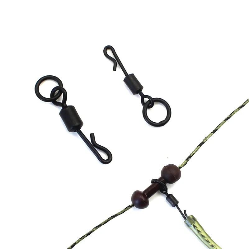 

20pcs Quick Change Flexi Ring Swivels with Ring Hook UK Size 8 and 11Carp Fishing Accessories QC Kwik Swivels Chod Ronnie Rig