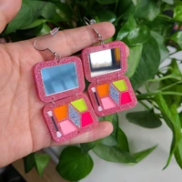 new arrivals creative simulation colorful eyeshadow palette drop earrings for women funny makeup tools acrylic dangle earrings