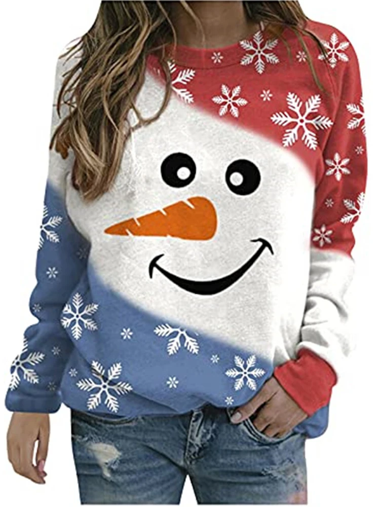 Woman Sweatshirts O-neck Knitted Pullovers Thick Autumn And Winter Christmas Loose Harajuku Hoodies 3d Print Womens Clothing