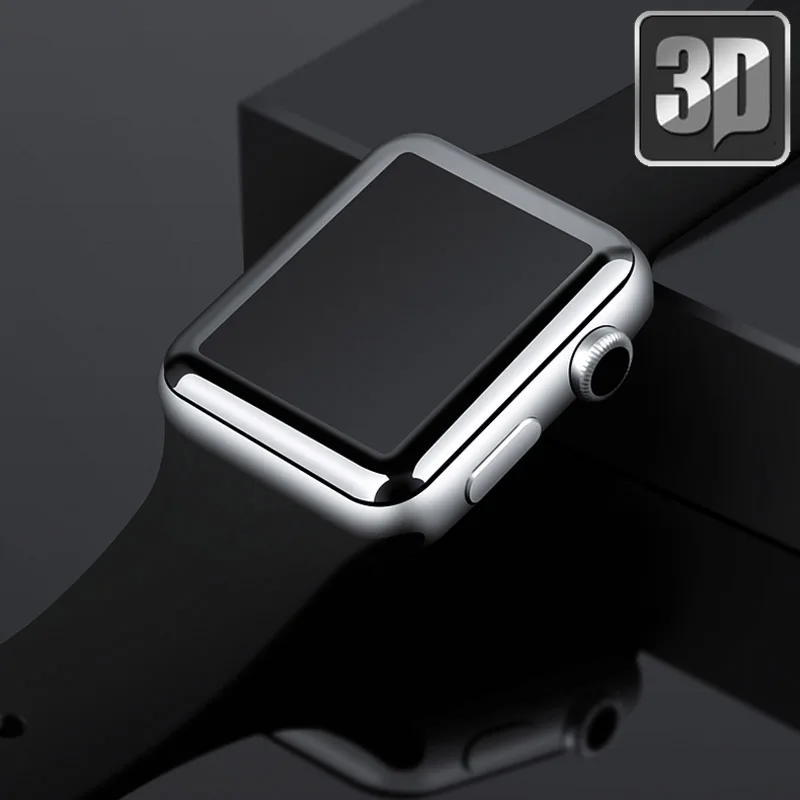 9H 3D закаленное стекло LCD изогнутый полный экран Защитная крышка для Apple Watch 42 мм 38