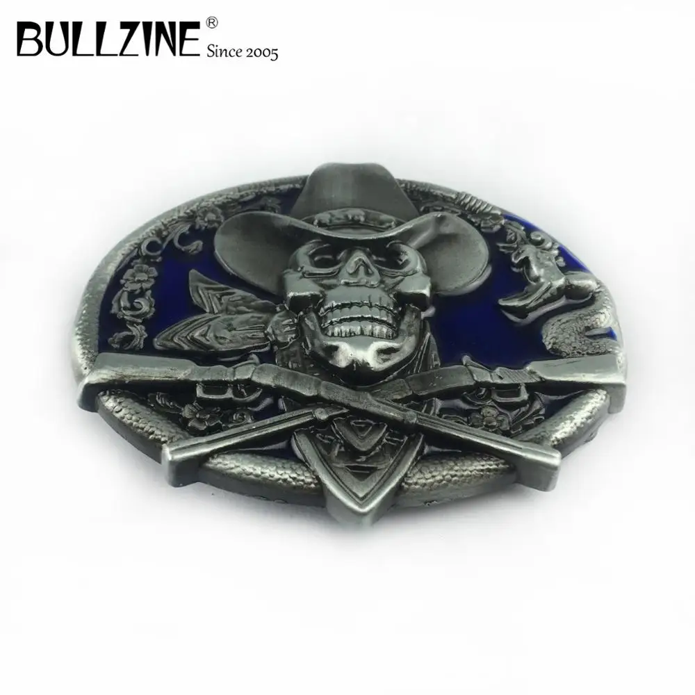 Bullzine цинковый сплав Западная Череп Пряжка на ремешке синий эмалированная пряжка