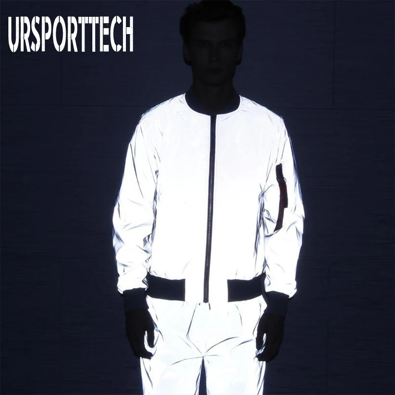 Куртка мужская Светоотражающая ветровка в стиле хип хоп модная бейсбольная