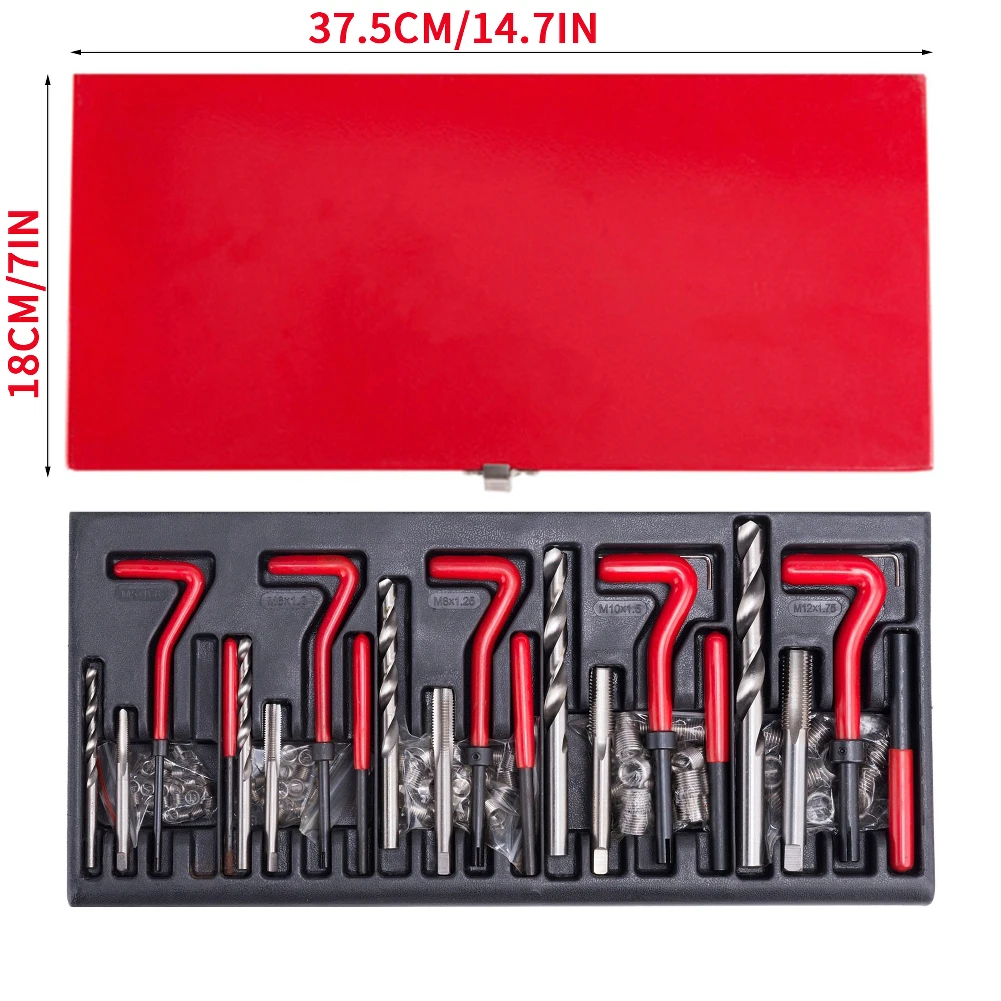 

131 Pcs Engine Block Restoring Damaged Thread Repair Tool Kit M5 M6 M8 M10 M12 Thread Repair Kit for Car Machine Auto Repair