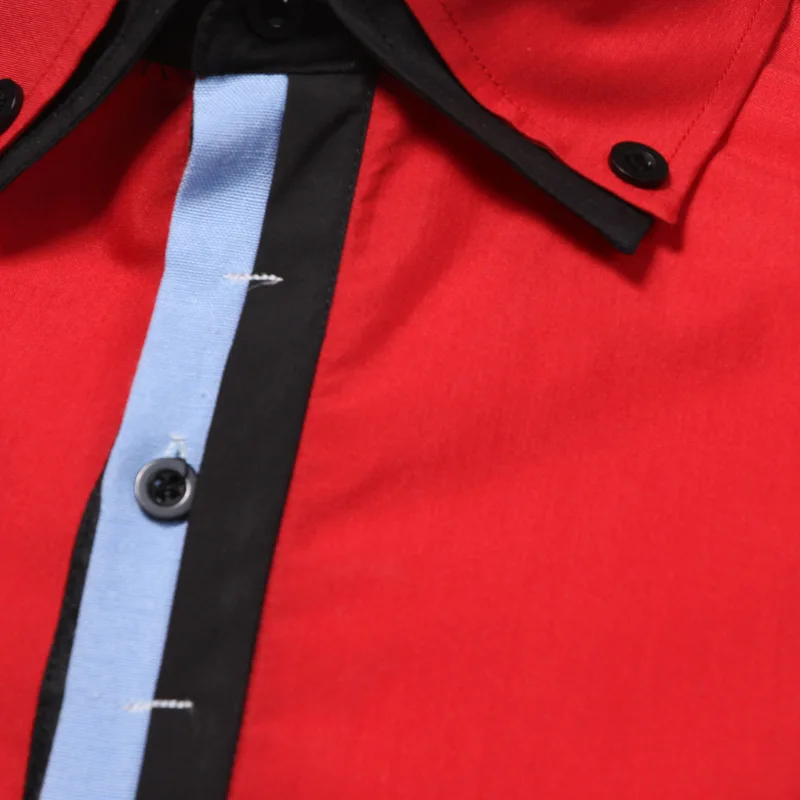 Mens brand new creative personality casual fashion business long sleeve stitching shirt mens dress shirts black | Мужская одежда