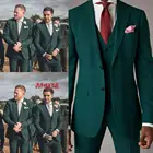 Новинка 2022, дизайнерский мужской костюм, зеленые мужские костюмы, официальный костюм для выпускного вечера, 3 предмета (пиджак + брюки + жилет)