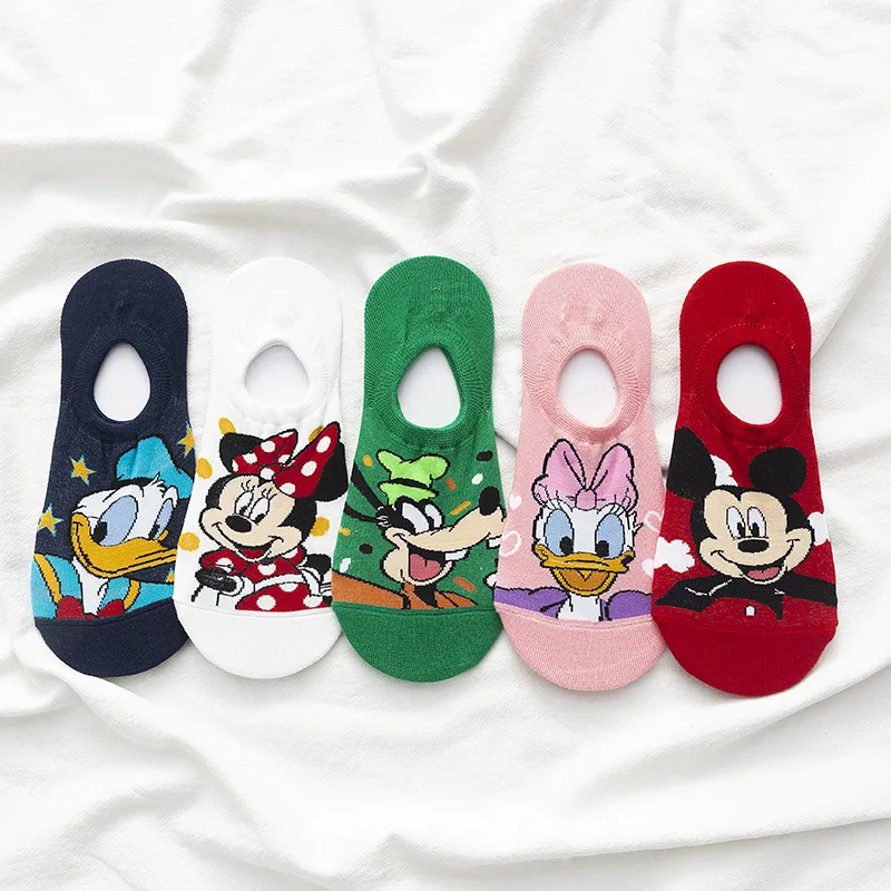 

Disney 1 Pair Casual Cute Women's Scoks Cartoon animal Mickey Mouse Donald Duck invisible socks Cotton happy Funny sock
