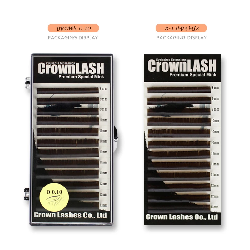 Фото CrownLASH шоколадный коричневый BCD 0 10 8 13 мм смешанный размер лоток для наращивания