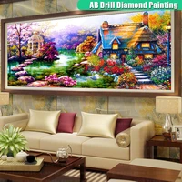 5d diy scenery trees ab diamond painting full squareround lake diamont embroidery landscape house mosaic home decoration gifts