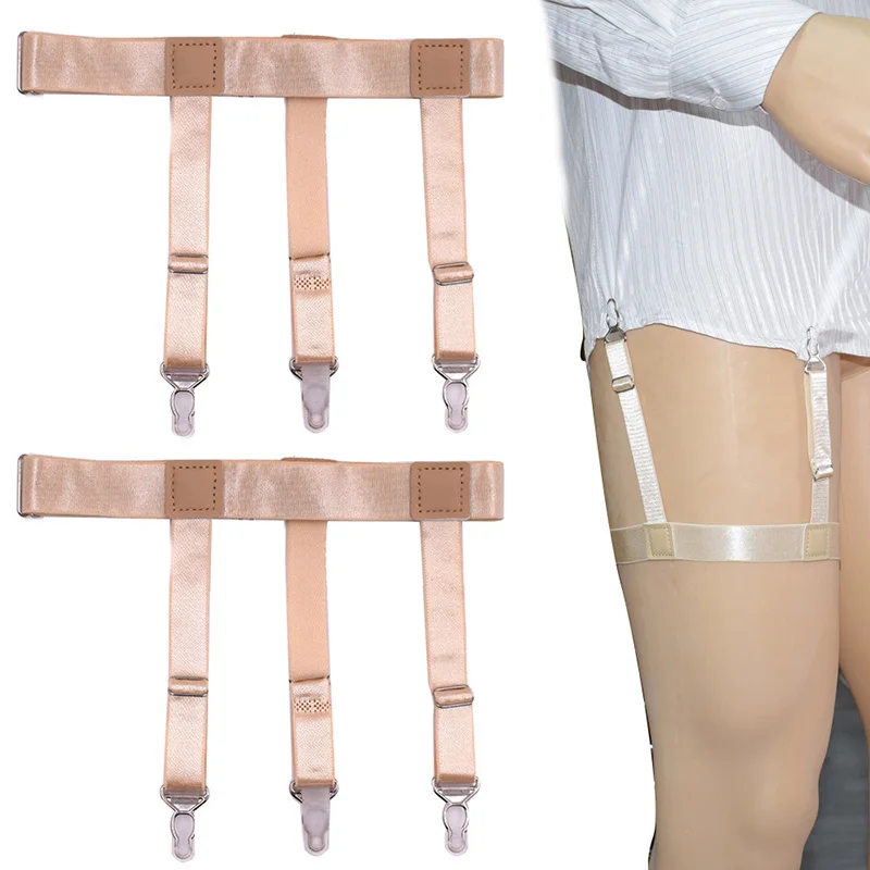 

2Pcs Men Shirt Stays Garter Belt with Non-slip Locking Clips Suspender Garters Strap EIG88