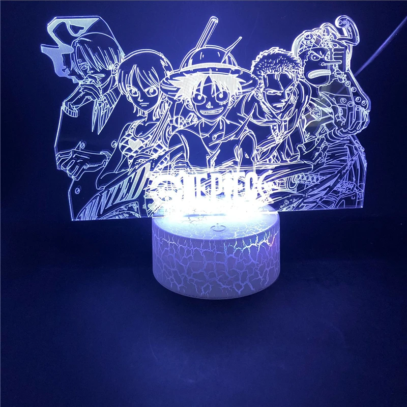 Цельнокроеный ночник Luffy Sanji Zoro Nami 3D светодиодсветодиодный иллюзионная