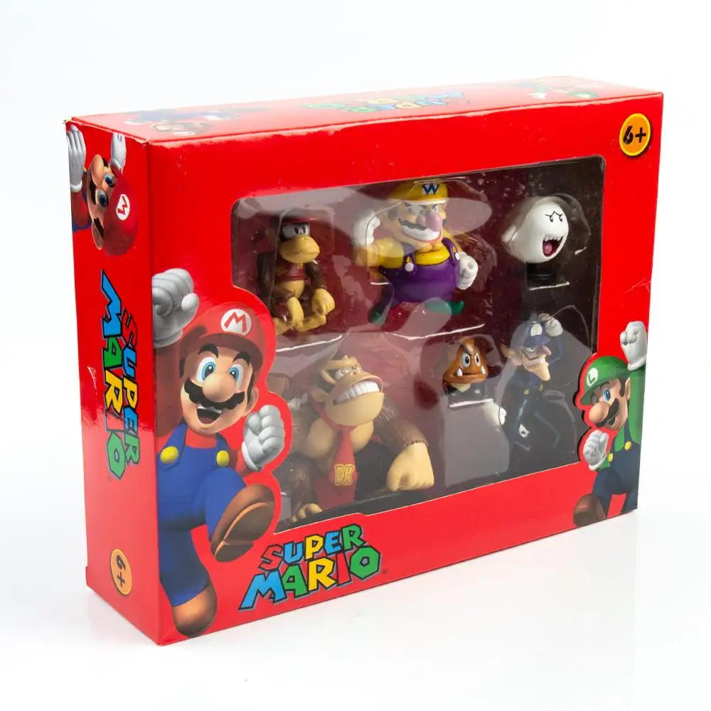 Экшн фигурки из ПВХ Super Mario Bros 6 шт./компл. 3 8 см куклы Luigi Yoshi грибной Ослик Kong в