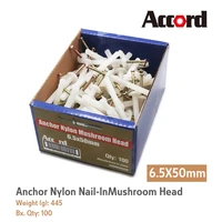 accord nylon mushroom head drive pin nylon nail in anchor slotted screw drive 14x26 5x50mm 1 pack of 100 pieces