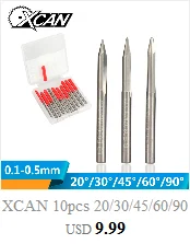 XCAN 10 шт. 3,175 мм хвостовик синий покрытием спираль сферическим концом ЧПУ маршрутизатор бит 0,8/1,0/1,5/2,0/2,5/3,175 мм твердосплавный Фрезер