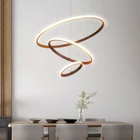 brownwhite modern led pendant lights for living room dining room kitchen hanglamp circle rings aluminum pendant lamp fixtures