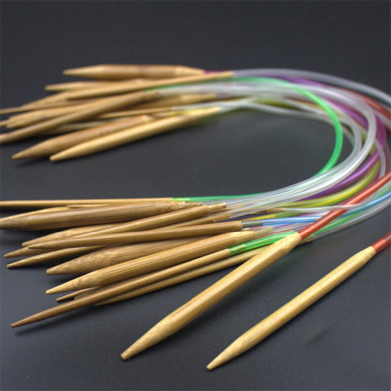 Бамбуковые Спицы для вязания 18 размеров аксессуары цветные трубки швейные