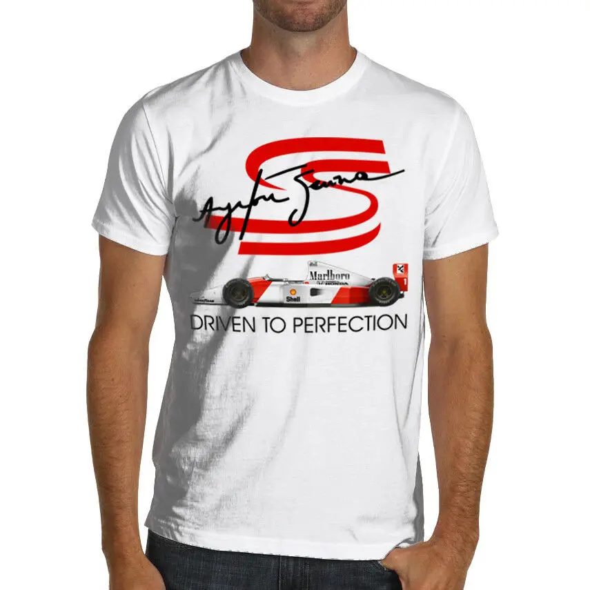 Мужская футболка с принтом Ayrton Senna Mclaren белая или серая 2019|Мужские футболки| |